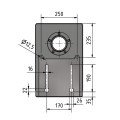 Rysunek techniczny stopy wiertarki Optimum D 26Pro z wymiarami podstawy montażowej