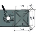 Schemat techniczny z wymiarami stołu roboczego z rowkami T-owymi Optimum