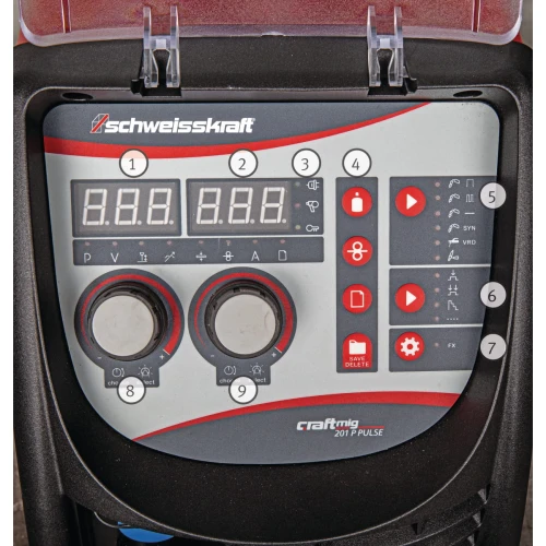 Spawarka MIG/MAG półautomatyczna Schweisskraft CRAFT-MIG 201P Pulse cyfrowy wyświetlacz