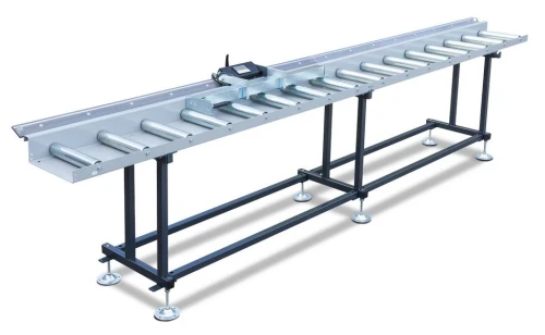 Metallkraft MRB Standard EKF - Szer.400 mm, Dł.: 6 m - przenośnik rolkowy z elektronicznym systemem pomiarowym oraz wózkiem oporowym.