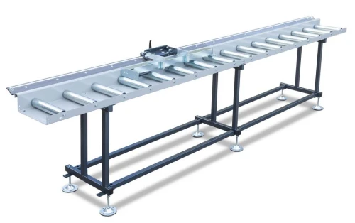 Metallkraft MRB Standard BKF - Szer.: 400 mm, Dł.: 2 m - Przenośnik rolkowy z systemem pomiarowym na skali oraz wózkiem oporowym.